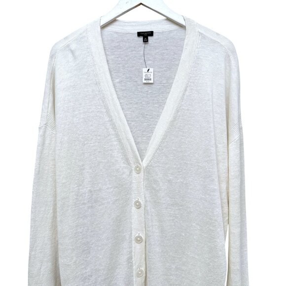 TALBOTS White Cardigan Plus Size 2X 100% Linen Knit Womens Sweater NEW - Picture 2 of 11